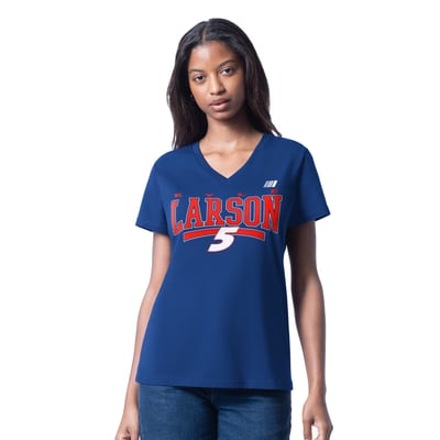 Kyle Larson G-III 4Her by Carl Banks Women's Cheer Dance V-Neck T-Shirt - Royal