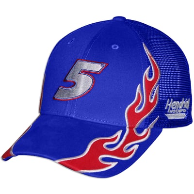Kyle Larson Checkered Flag Sports Youth HendrickCars.com Flame Trucker Adjustable Hat - Blue