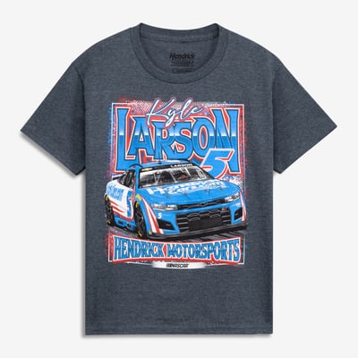 Kyle Larson Classic Ink Youth #5 Hendrickcars.com T-Shirt - Heather Navy