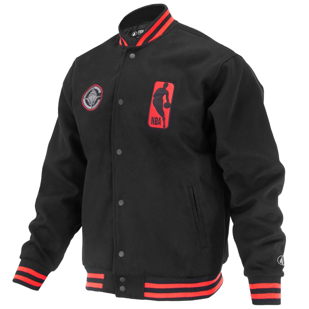 LA Clippers FISLL Unisex Logoman Shadow Collection Full-Snap Varsity Jacket - Black
