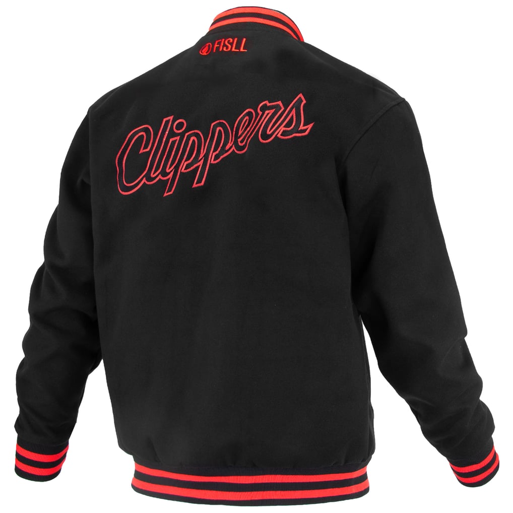 LA Clippers FISLL Unisex Logoman Shadow Collection Full-Snap Varsity Jacket - Black