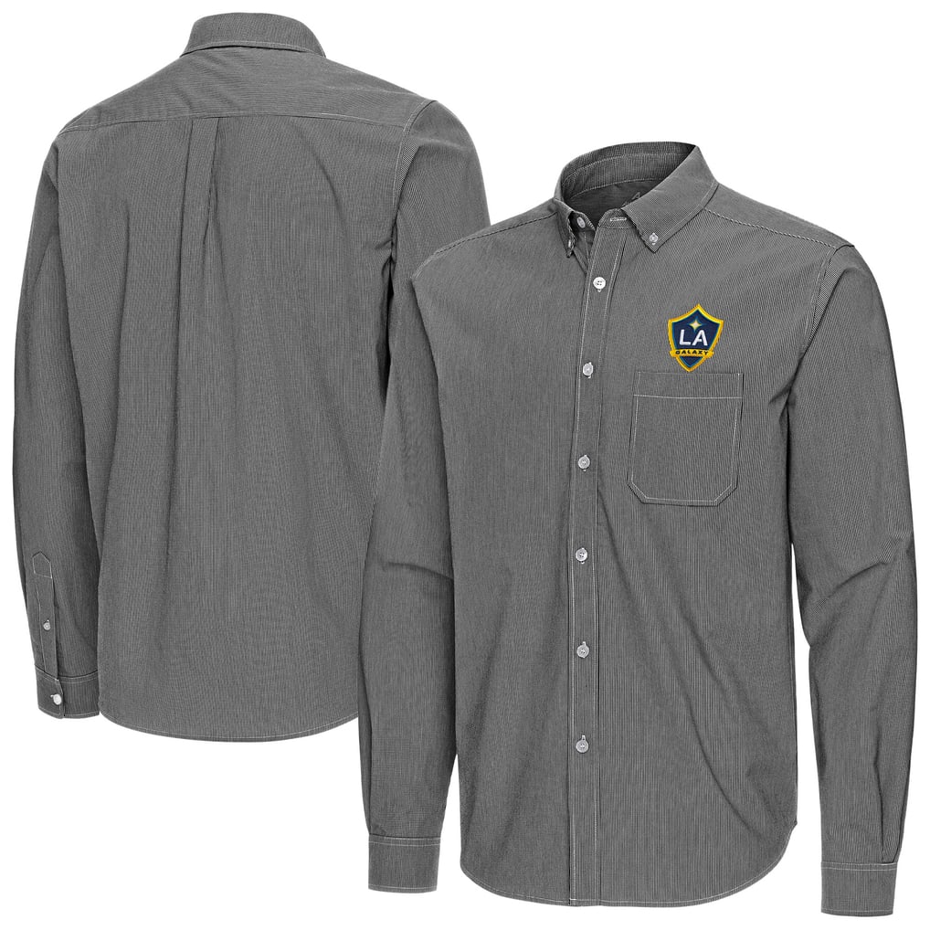 LA Galaxy Antigua Porter Woven Tri-Blend Long Sleeve Button-Down Shirt - Black
