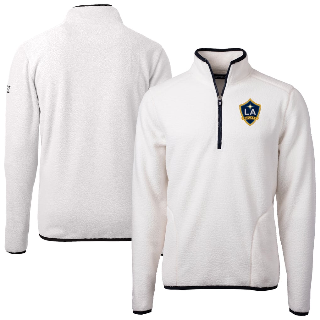 LA Galaxy Cutter & Buck Cascade Eco Fleece Quarter-Zip Jacket - White