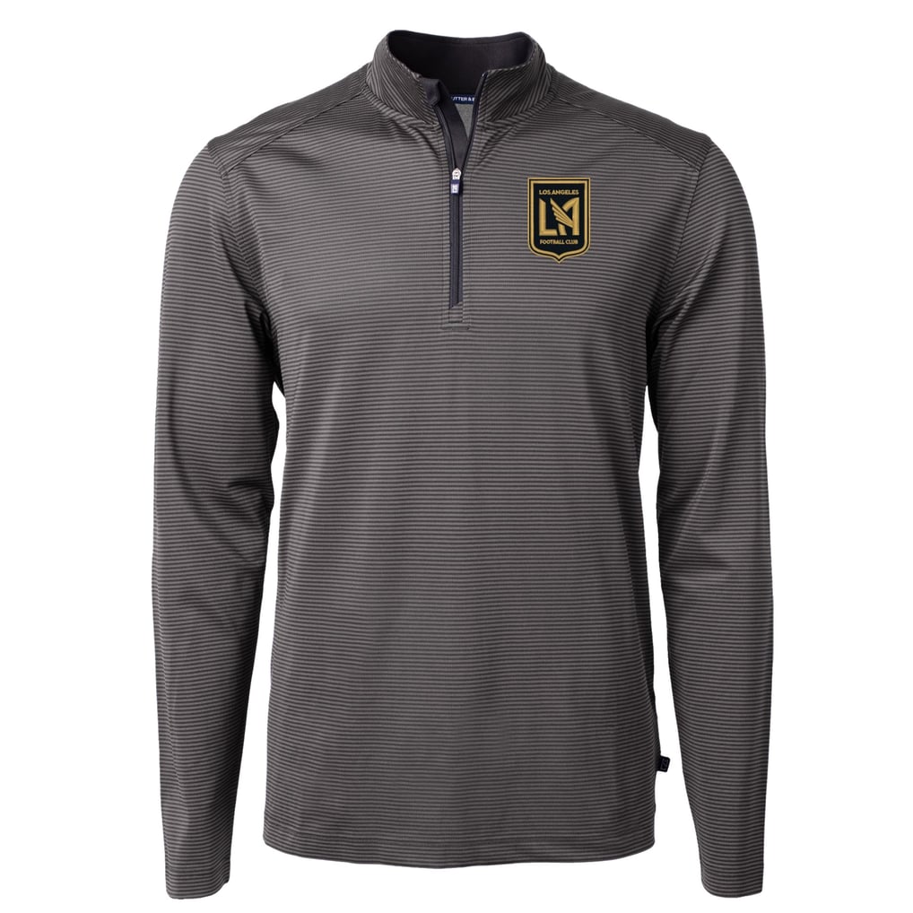 LAFC Cutter & Buck DryTec Virtue Eco Pique Micro Stripe Recycled Quarter-Zip Pullover Top - Black