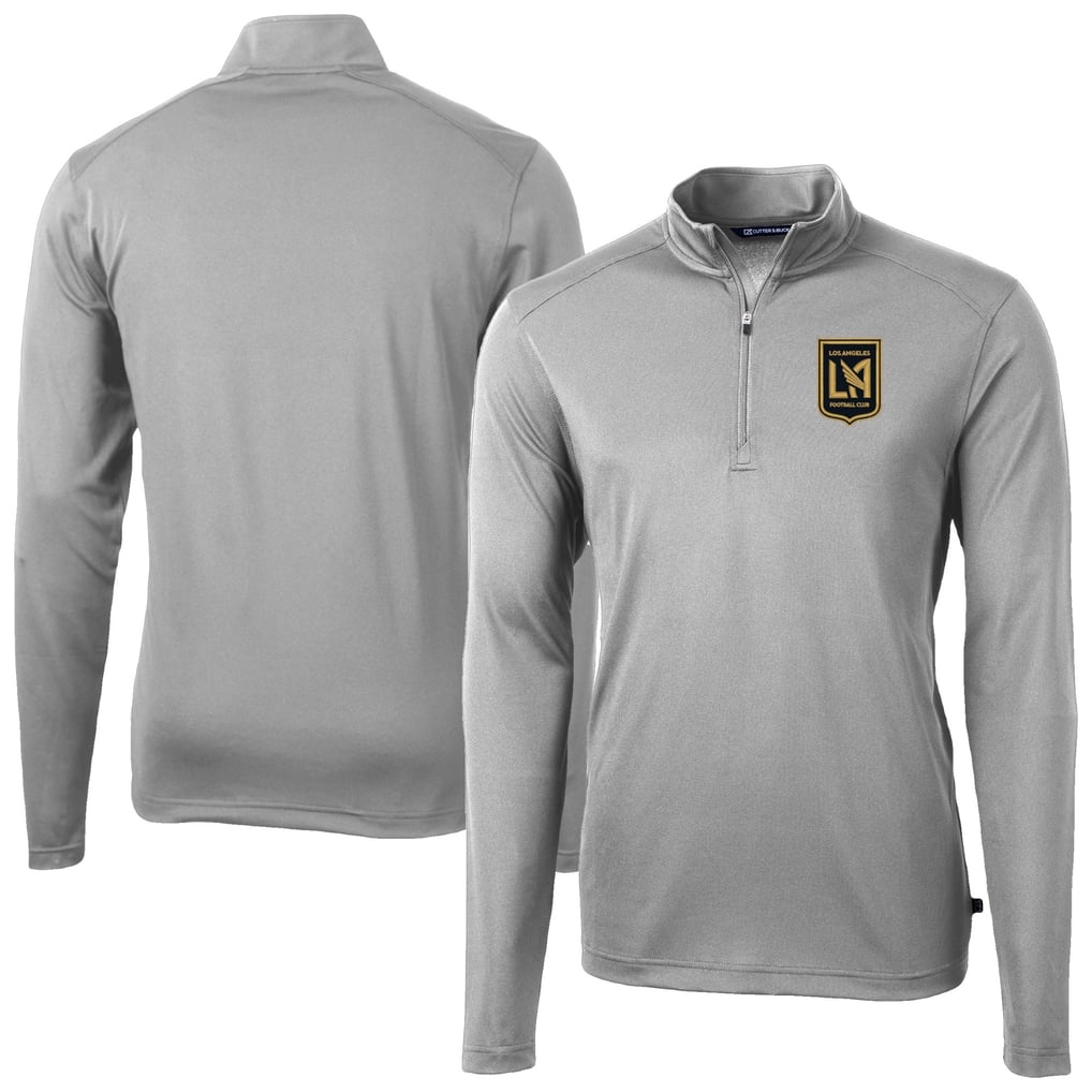 LAFC Cutter & Buck DryTec Virtue Eco Pique Recycled Quarter-Zip Pullover - Gray