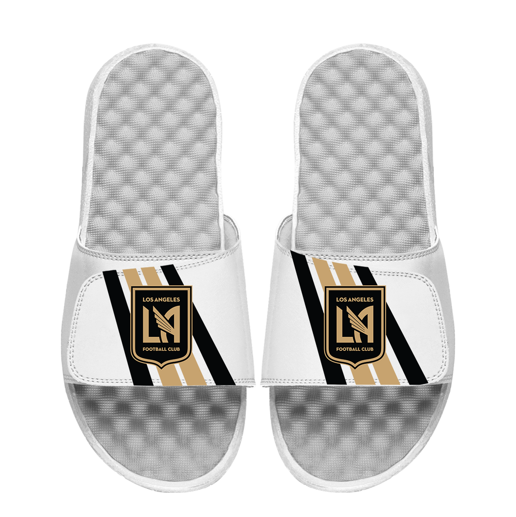 LAFC ISlide Vertical Stripes Slide Sandals - White