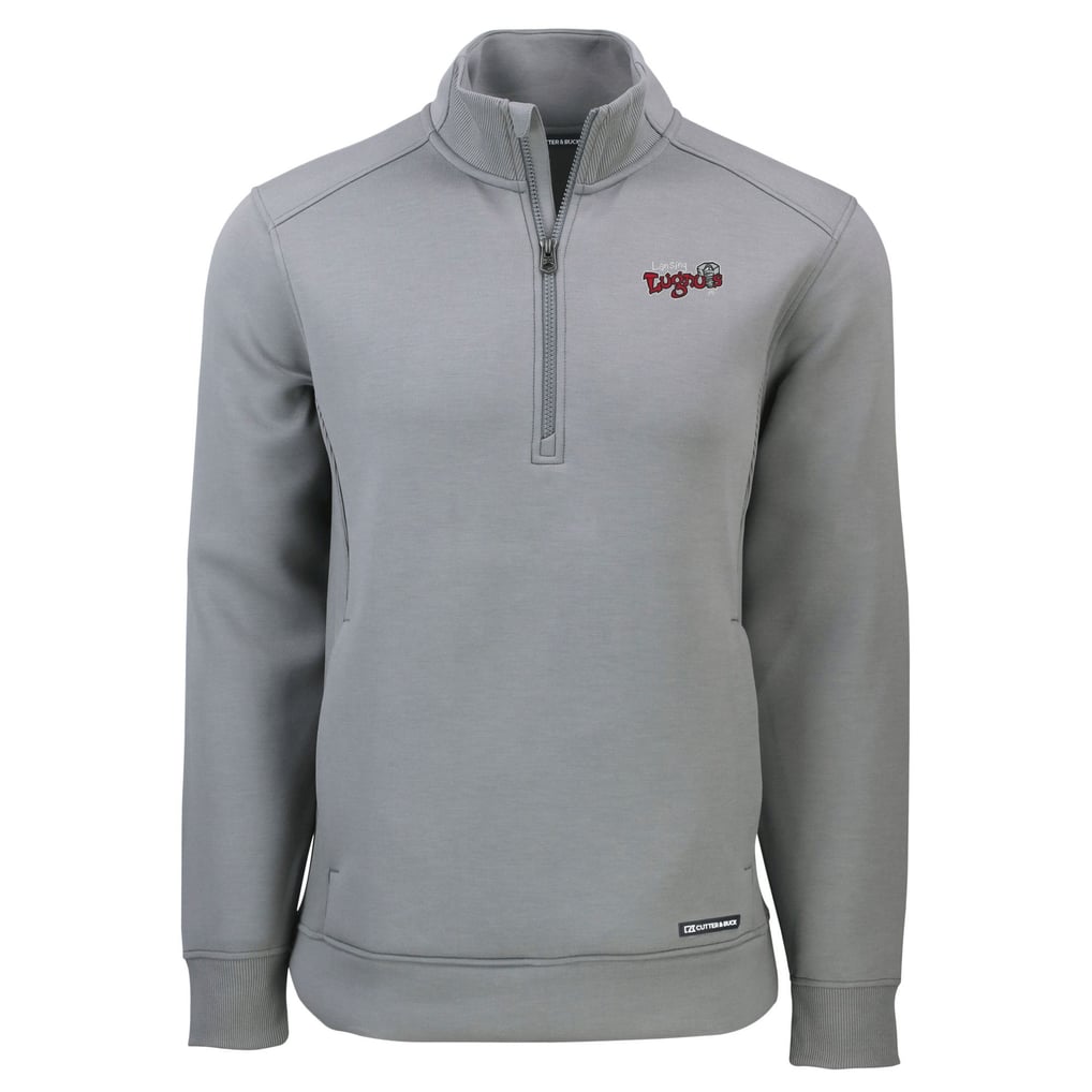  Lansing Lugnuts Cutter & Buck Roam Eco Recycled Quarter-Zip Pullover - Gray
