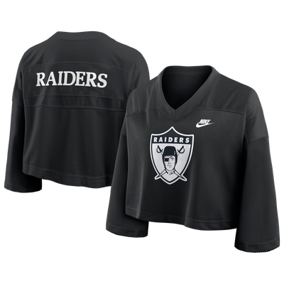 Las Vegas Raiders Nike Women's Rewind Cropped Mesh Dri-FIT Fashion Jersey - Black