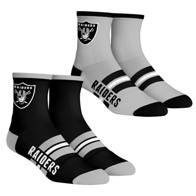  Las Vegas Raiders Rock Em Socks Youth 2-Pack Multi Stripe Quarter Socks Set