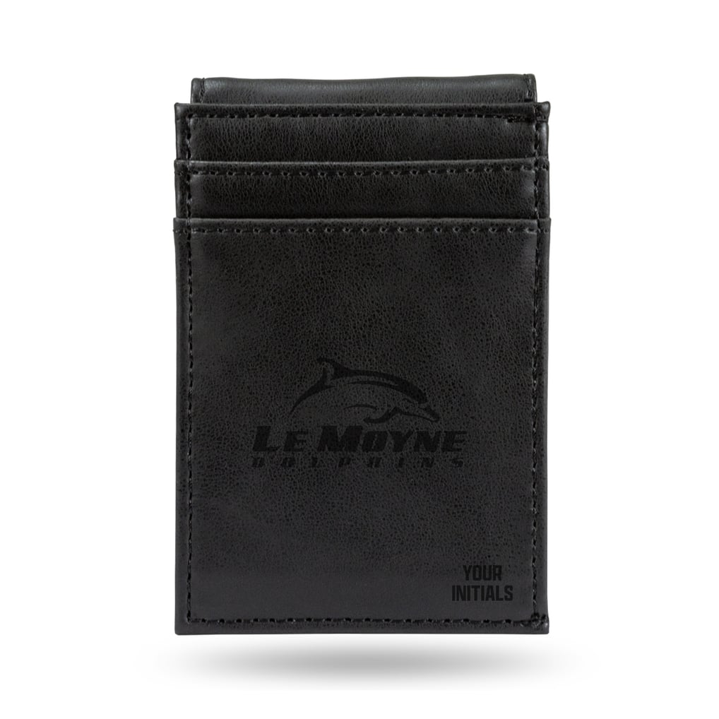 Le Moyne Dolphins Personalized Front Pocket Wallet - Black