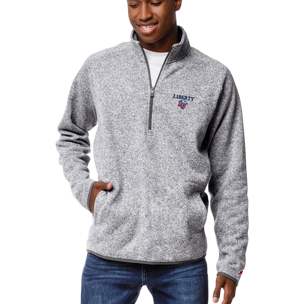 Liberty Flames League Collegiate Wear Saranac Quarter-Zip Pullover - Heather Gray