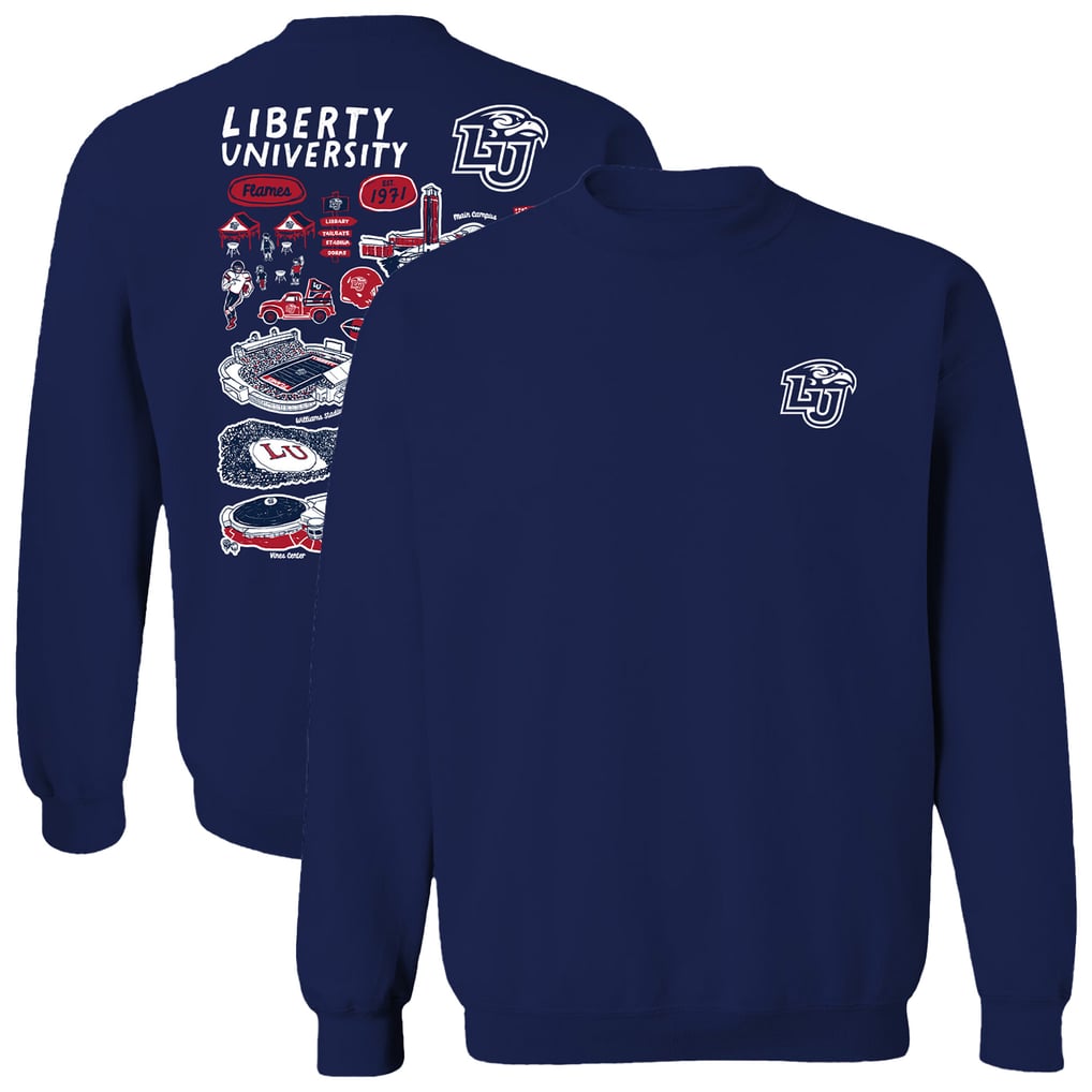  Liberty Flames Vive La Fete Women's Impressions Artwork Pullover Sweatshirt - Navy