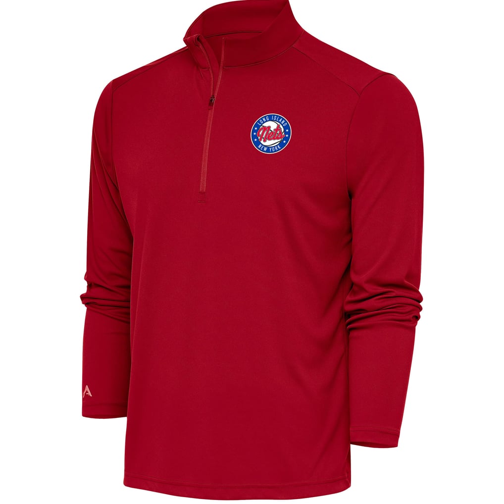  Long Island Nets Antigua Tribute Quarter-Zip Pullover Top - Red