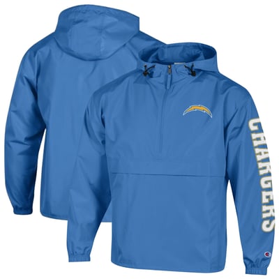 Los Angeles Chargers Champion Packable Hooded Windbreaker Half-Zip Jacket - Powder Blue
