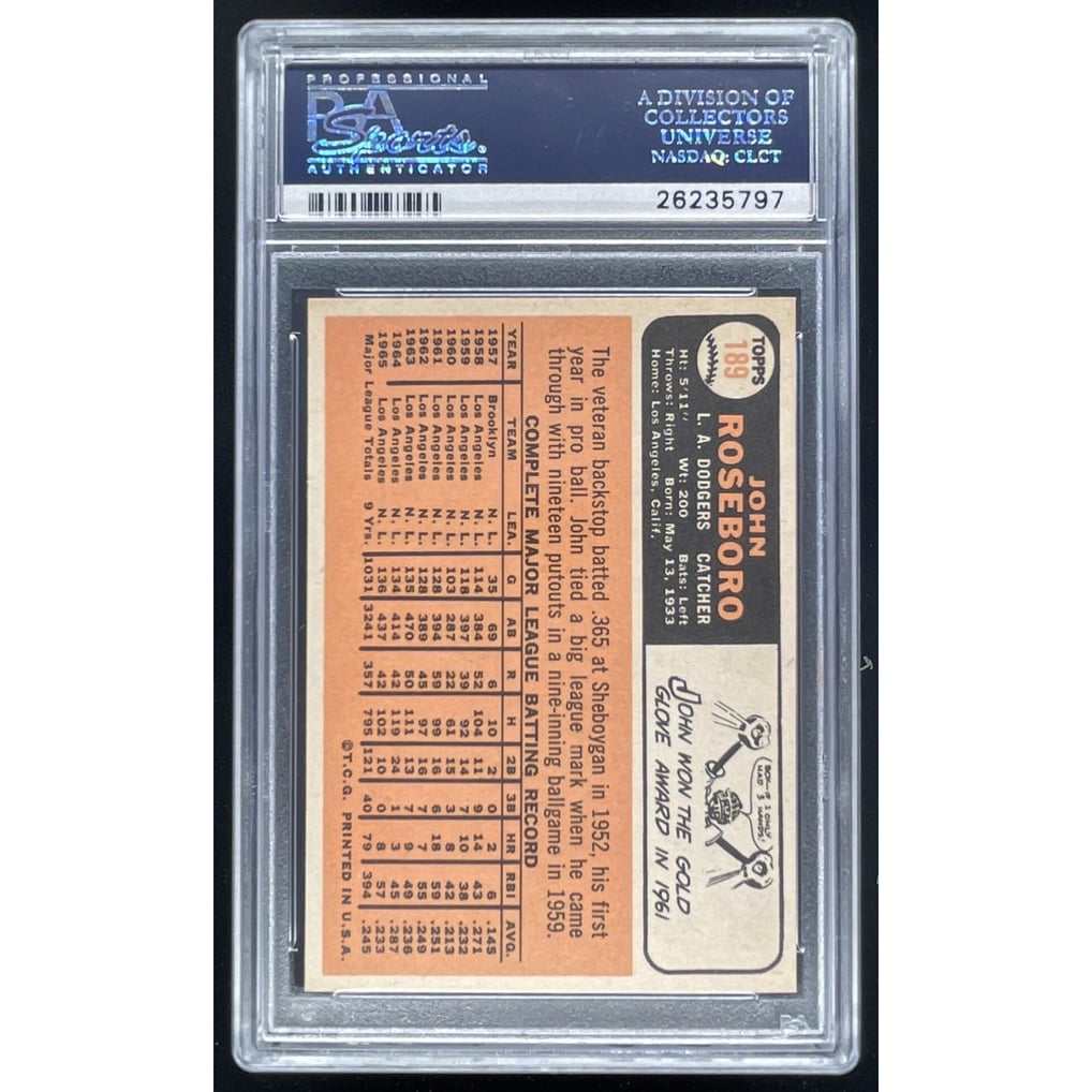 1966 Topps #189 John Roseboro PSA 9