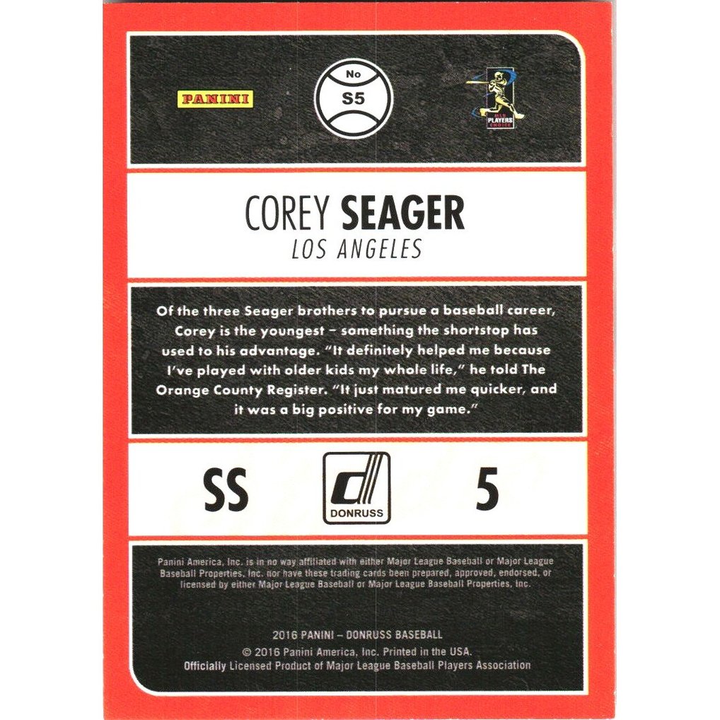 2016 Donruss Studio Red Border #S5 Corey Seager