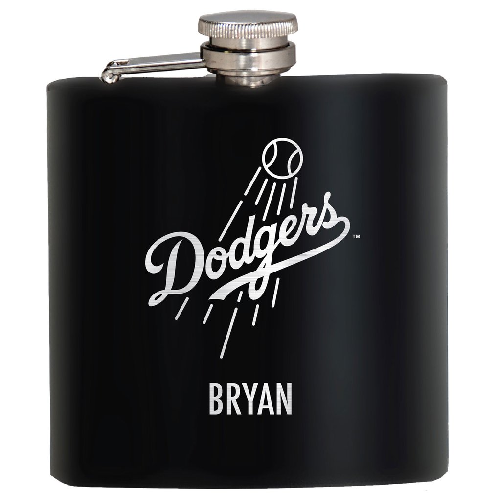 Los Angeles Dodgers 6oz. Personalized Stealth Hip Flask - Black