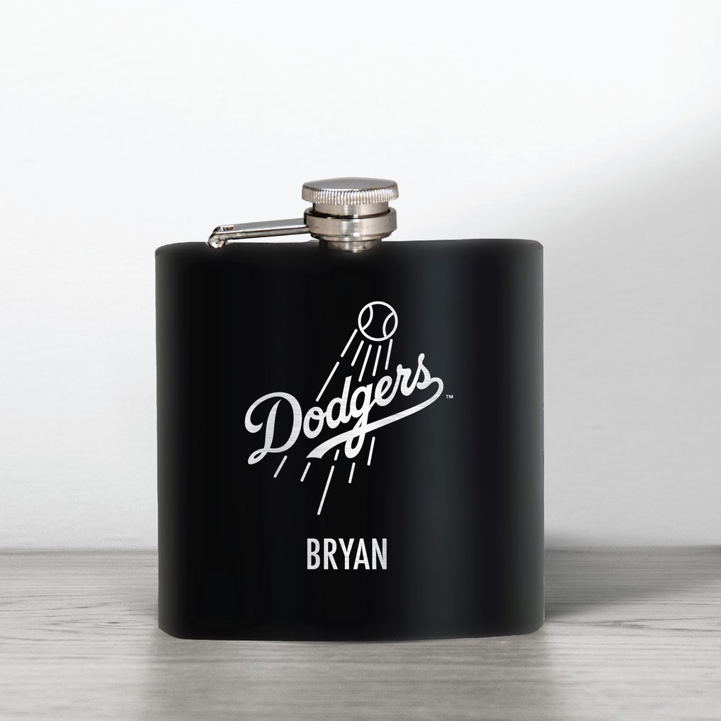 Los Angeles Dodgers 6oz. Personalized Stealth Hip Flask - Black