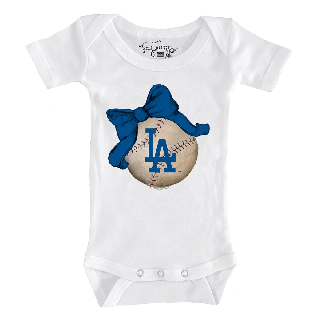 Los Angeles Dodgers Tiny Turnip Infant Baseball Bow Bodysuit - White