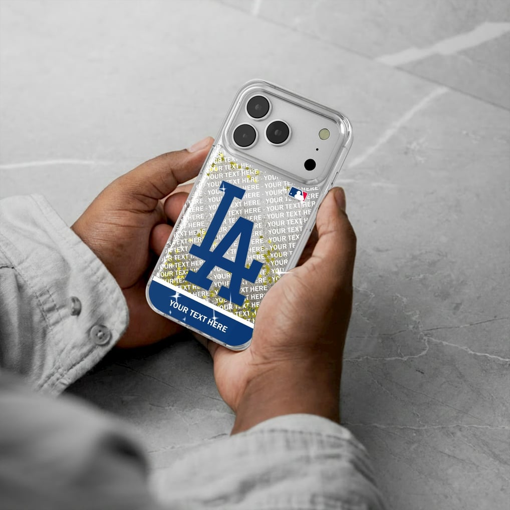 Los Angeles Dodgers iPhone Personalized Glitter Case