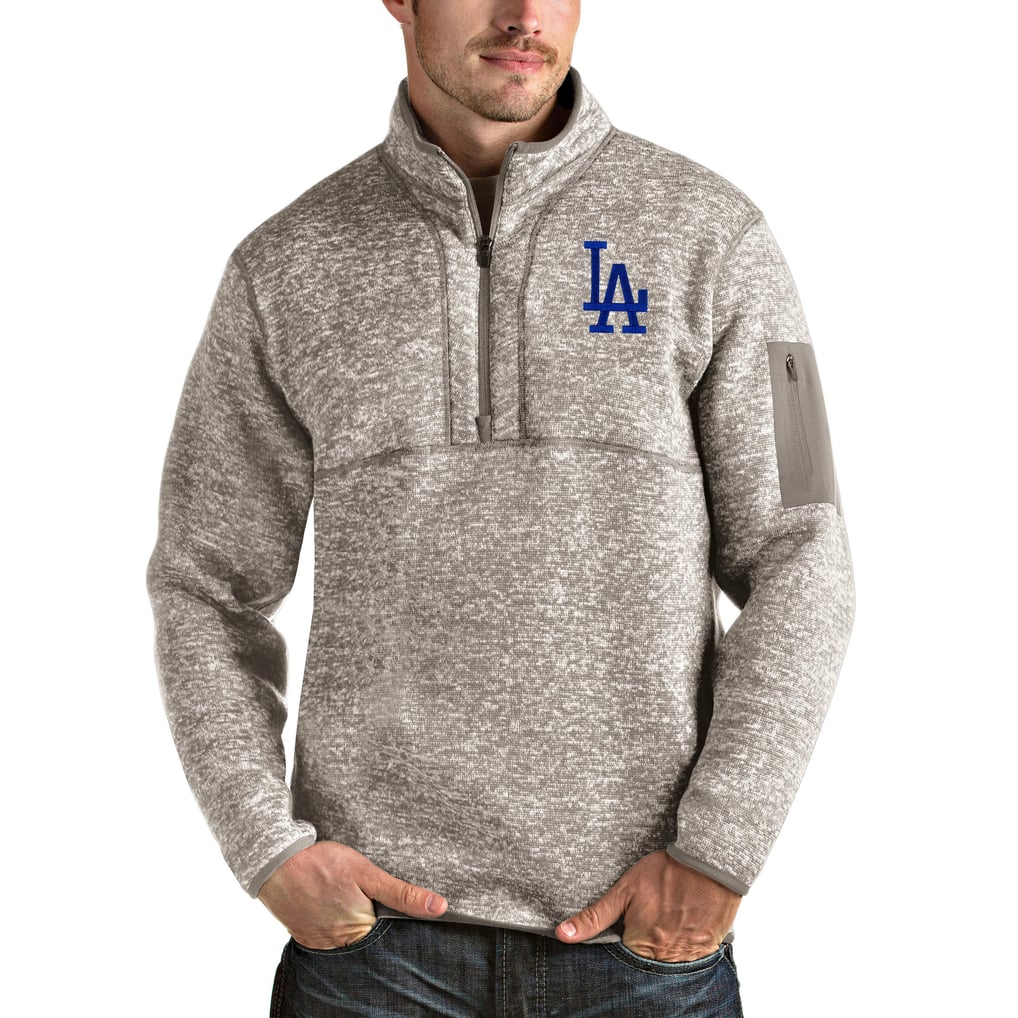 Los Angeles Dodgers Antigua Fortune Quarter-Zip Pullover Jacket - Oatmeal