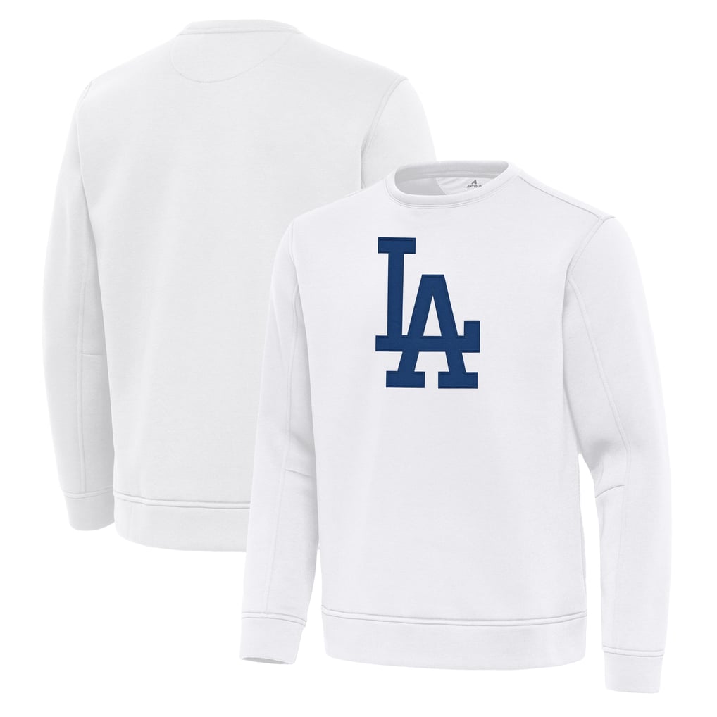 Los Angeles Dodgers Antigua Relevant Lightweight Pullover Sweatshirt - White
