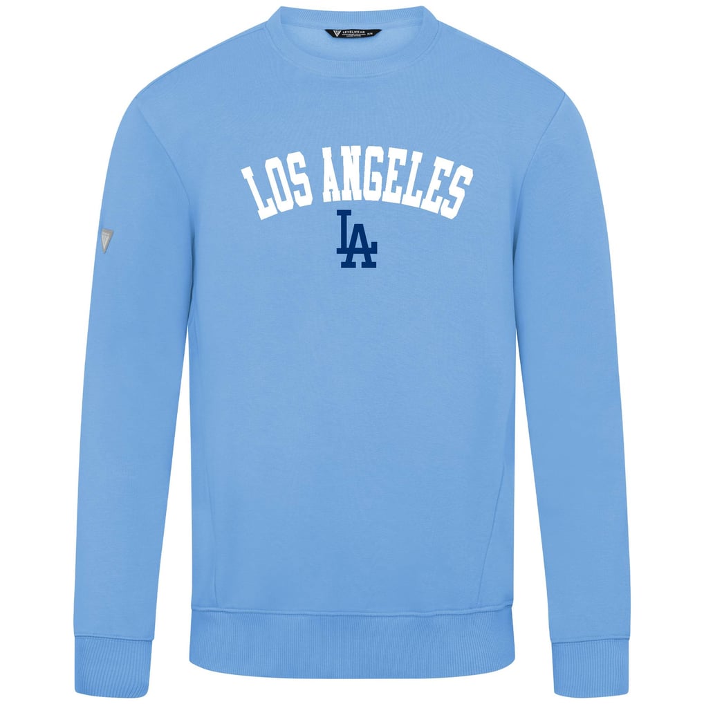  Los Angeles Dodgers Levelwear Zane Felt Arch Pullover Sweatshirt - Light Blue