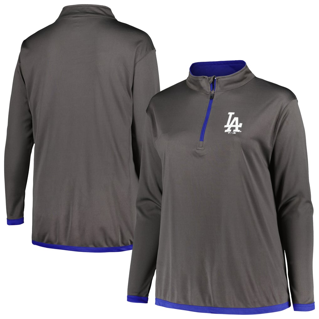 Los Angeles Dodgers Profile Women's Plus Size Quarter-Zip Jacket - Charcoal