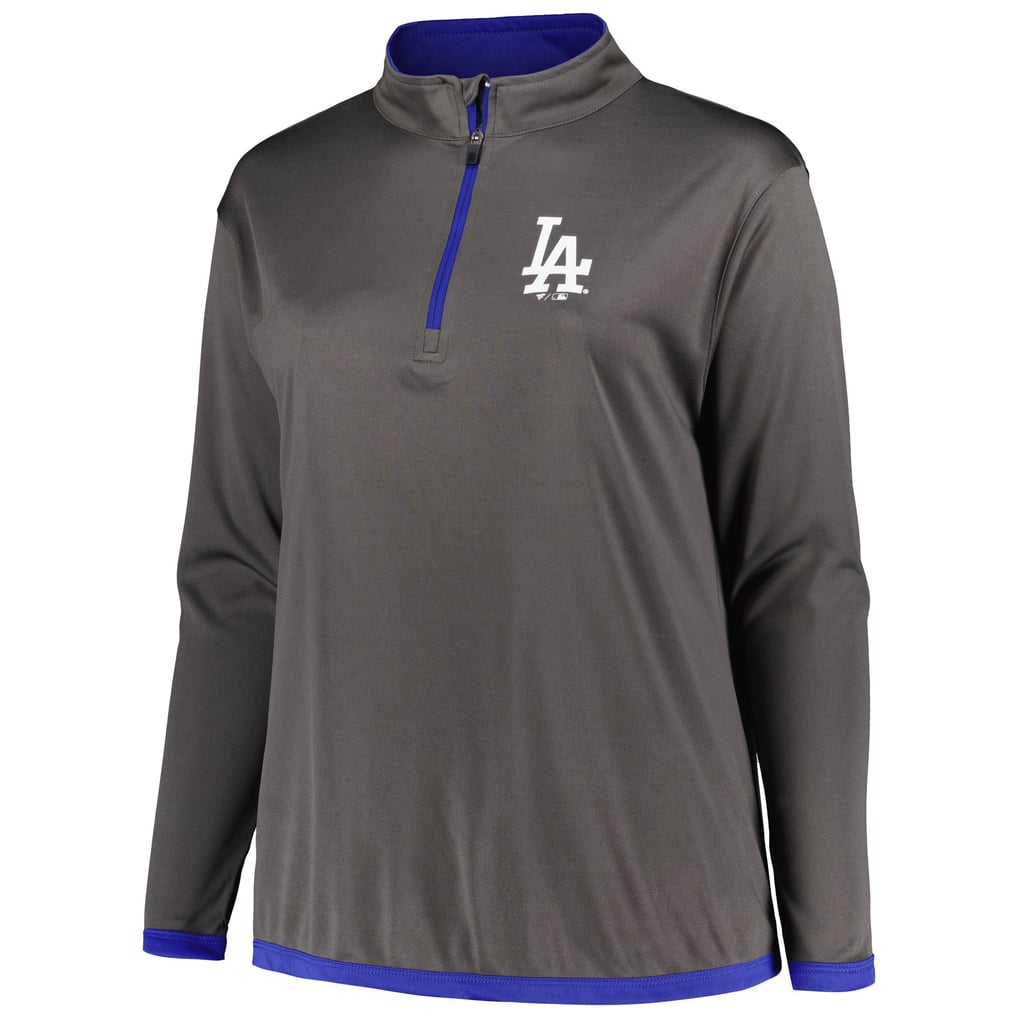 Los Angeles Dodgers Profile Women's Plus Size Quarter-Zip Jacket - Charcoal