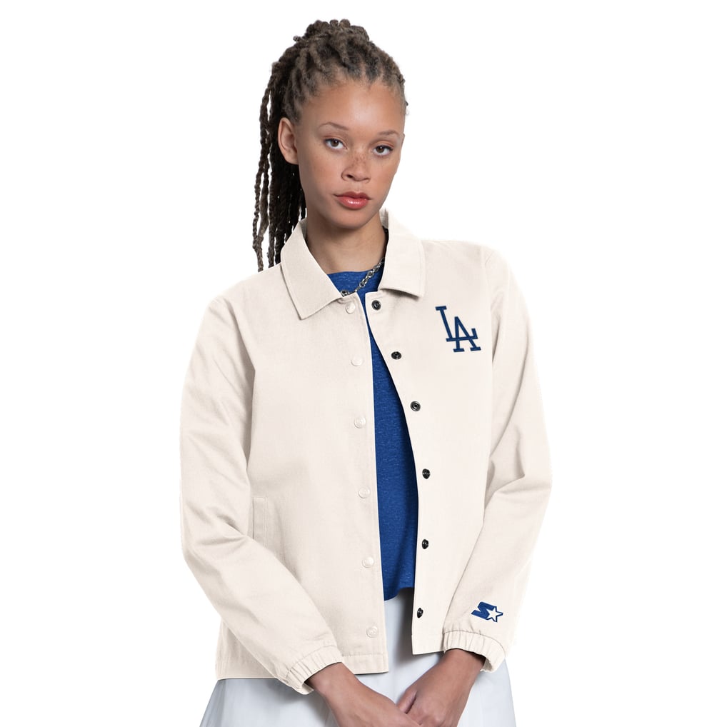  Los Angeles Dodgers Starter Women's Cooperstown First Down Full-Snap Coaches Jacket - Cream
