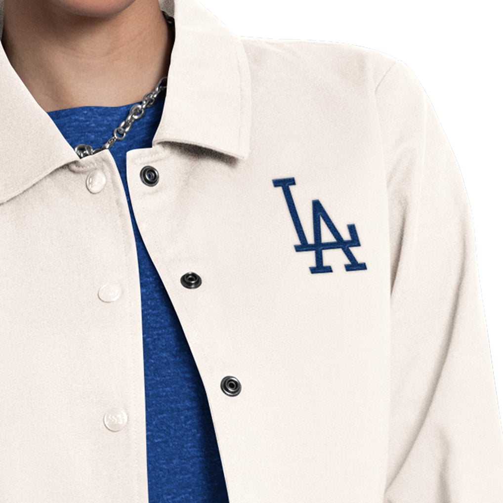  Los Angeles Dodgers Starter Women's Cooperstown First Down Full-Snap Coaches Jacket - Cream