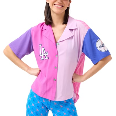 Los Angeles Dodgers Terez Women's Color Block Button-Up Shirt - Pink