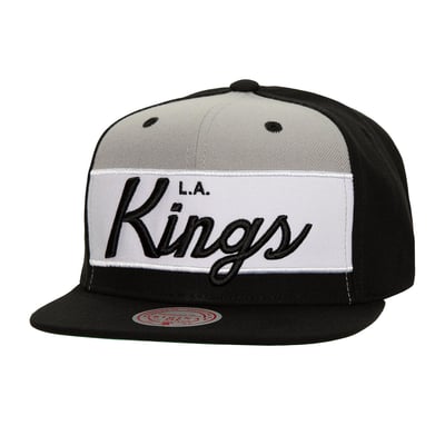 Los Angeles Kings Mitchell & Ness Retro Script Colorblock Snapback Hat - Black