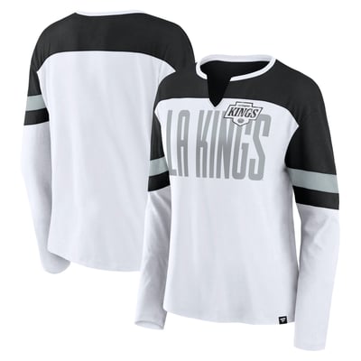 Los Angeles Kings Fanatics Women's Frozen Long Sleeve Notch Neck T-Shirt - White/Black