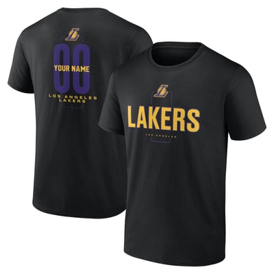 Los Angeles Lakers Center Court Name & Number Custom T-Shirt - Black