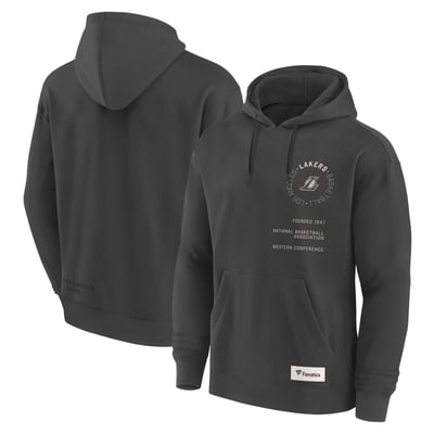 Los Angeles Lakers Fanatics Future Ground Info Elements Premium Pullover Hoodie - Gray