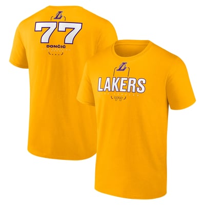 Luka Dončić Los Angeles Lakers Fanatics Behind The Back Name & Number T-Shirt - Gold