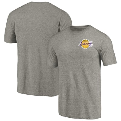 Los Angeles Lakers Primary Logo Left Chest Distressed Tri-Blend T-Shirt - Gray