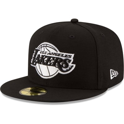 Los Angeles Lakers New Era Black & White Logo 59FIFTY Fitted Hat - Black