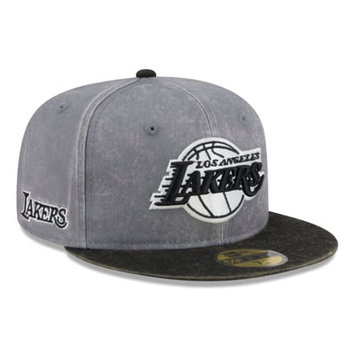 Los Angeles Lakers New Era Washed 59FIFTY Fitted Hat - Gray/Black