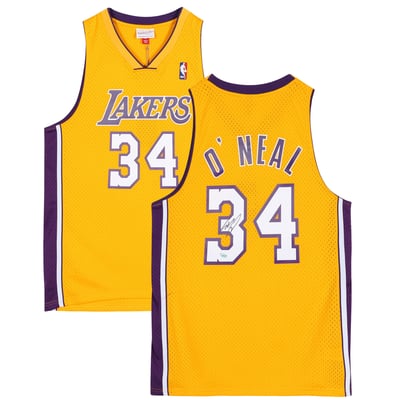 Shaquille O'Neal Los Angeles Lakers Fanatics Authentic Autographed Gold Mitchell and Ness 1999-00 Harwood Classic Swingman Jersey