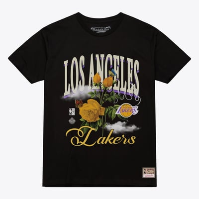  Los Angeles Lakers Mitchell & Ness Unisex Floral Graphic T-Shirt - Black