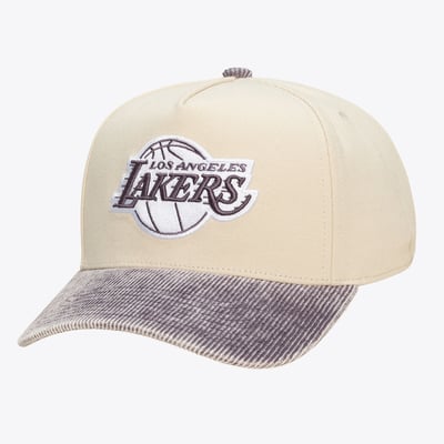 Los Angeles Lakers Mitchell & Ness Unisex Faded Pro Snapback Hat - Cream/Purple