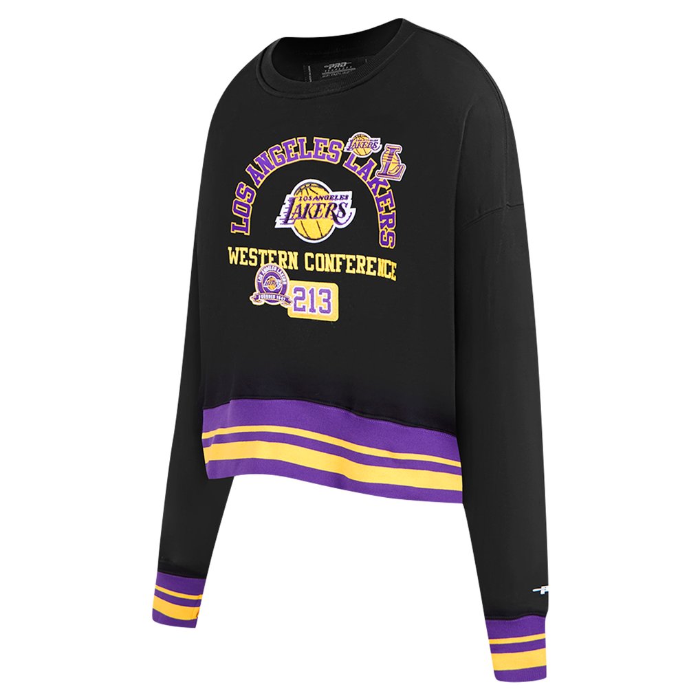 Los Angeles Lakers Pro Standard Women's Area Code Cropped Pullover Sweatshirt - Black