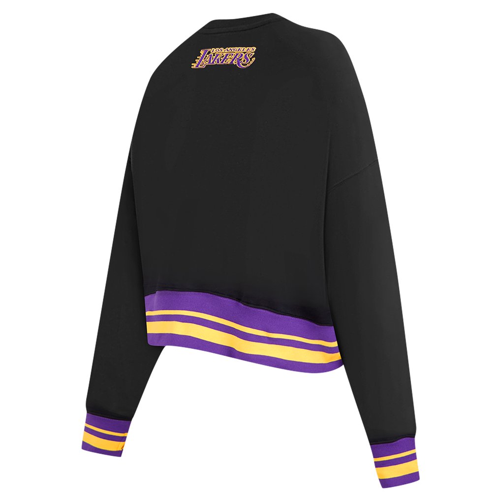 Los Angeles Lakers Pro Standard Women's Area Code Cropped Pullover Sweatshirt - Black
