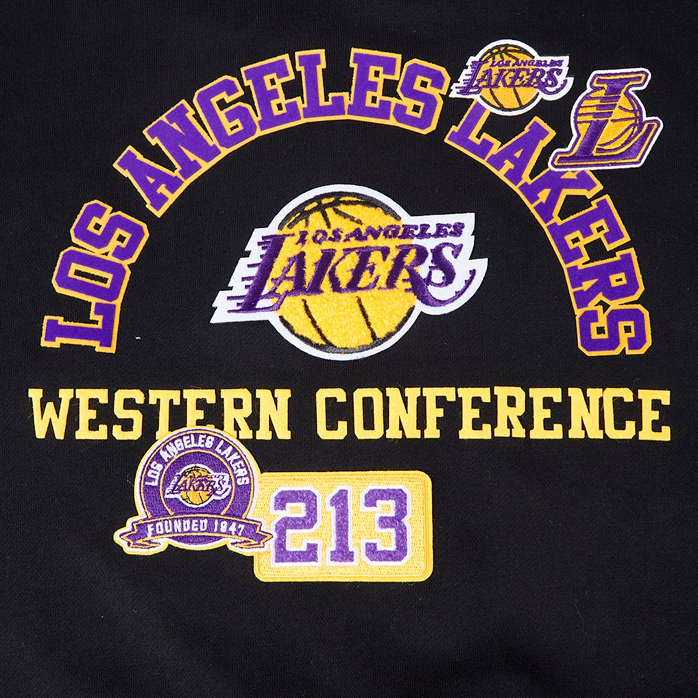 Los Angeles Lakers Pro Standard Women's Area Code Cropped Pullover Sweatshirt - Black