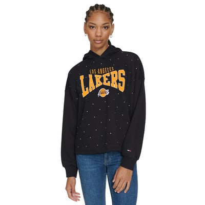 Los Angeles Lakers Tommy Jeans Women's Stella Cropped Pullover Hoodie - Black