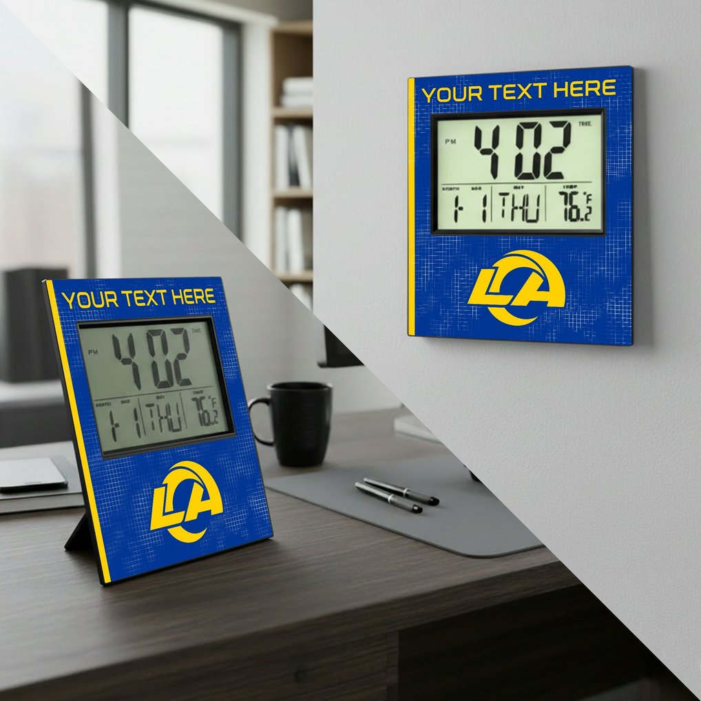 Los Angeles Rams Keyscaper Cross Hatch Personalized Digital Desk Clock