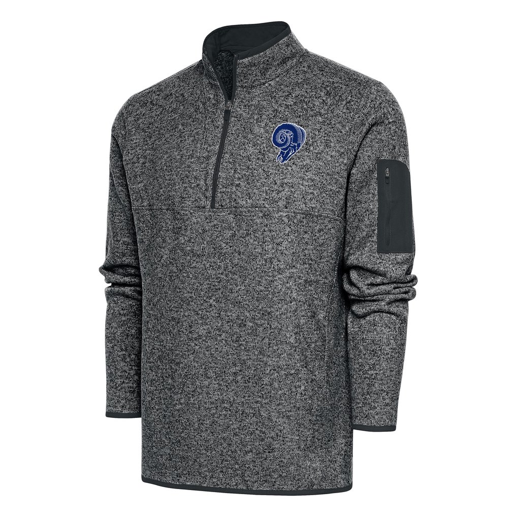 Los Angeles Rams Antigua Throwback Fortune Quarter-Zip Pullover Jacket - Heather Charcoal