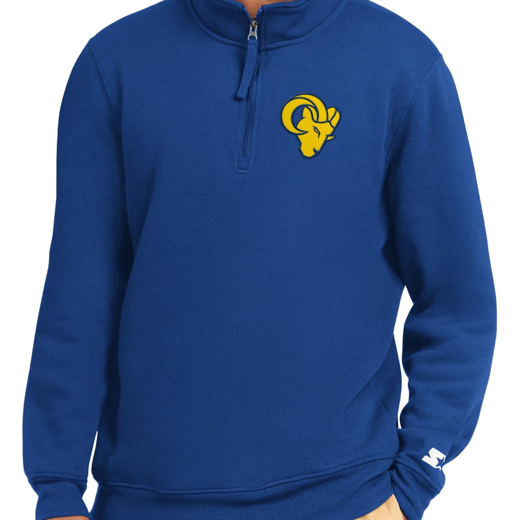  Los Angeles Rams Starter Catcher Quarter-Zip Pullover Sweatshirt - Royal